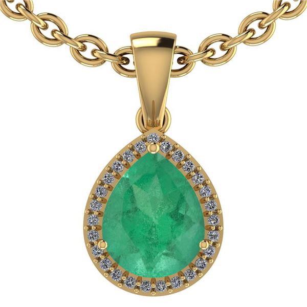 Certified 1.50 Ctw Emerald And Diamond SI1/SI2 14K Yell