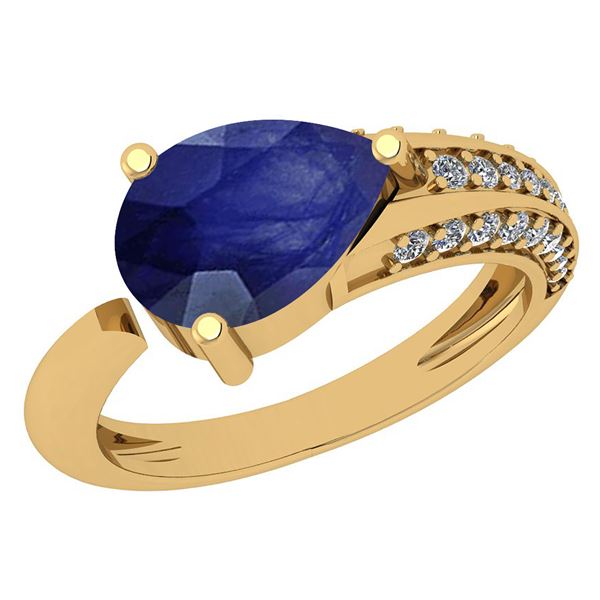Certified 1.54 Ctw Blue Sapphire And Diamond VS/SI1 Hal