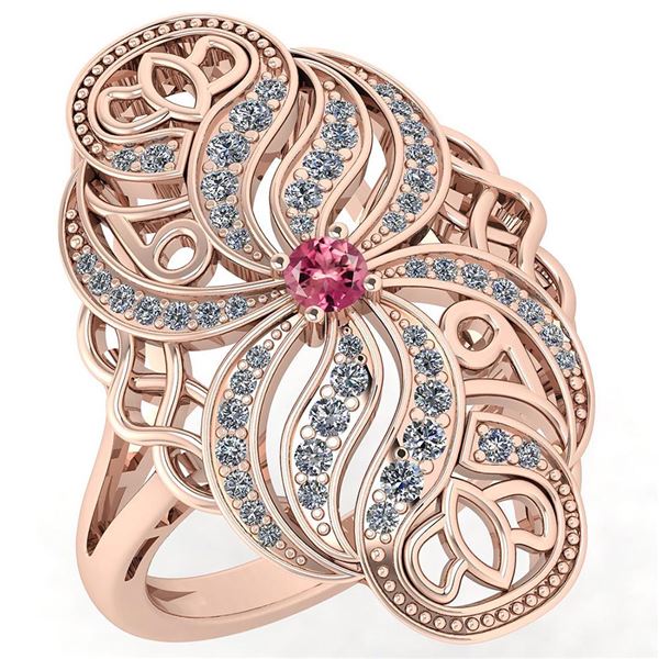 Certified 0.59 Ctw Pink Tourmaline And White Diamond We
