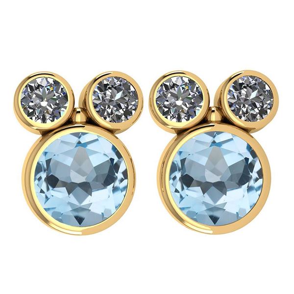 Certified 3.14 Ctw Blue Topaz And Diamond VS/SI1 Earrin