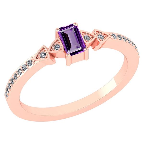 Certified 0.39Ctw Amethyst And Diamond 14k Rose Gold Ha