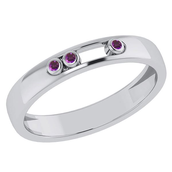 Certified 0.03Ctw Genuine Amethyst 14k White Gold Band