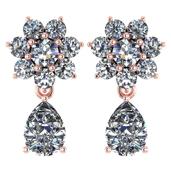 Certified 4.86 Ctw Diamond 14k Rose Gold Halo Dangling