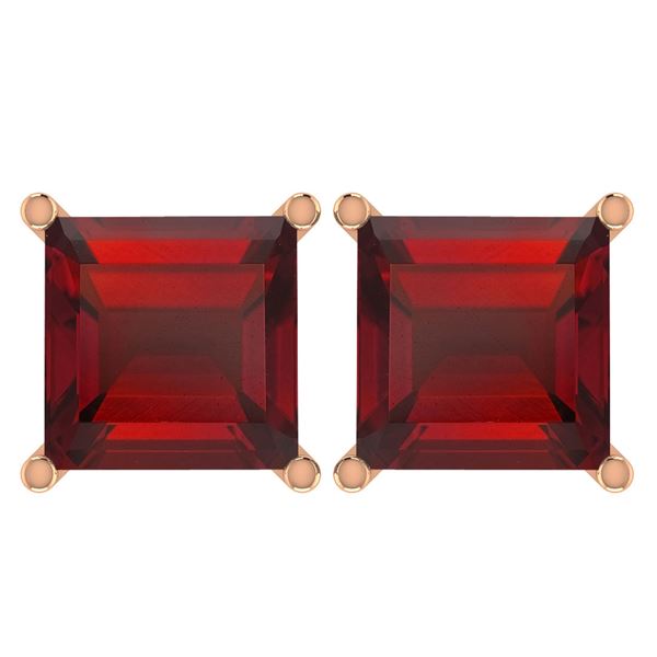 Certified 11.24 Ctw Genuine Garnet 14K Rose Gold Stud E
