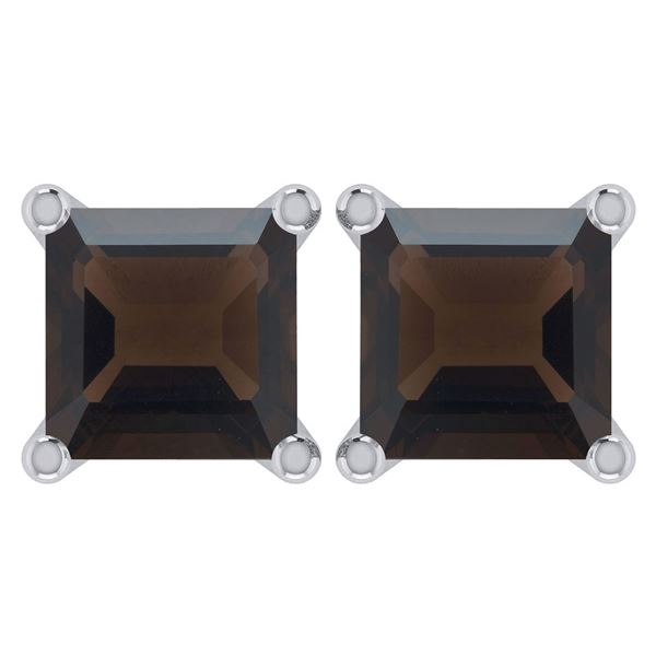 Certified 6.00Ctw Genuine Smoky Quarzt 14K White Gold S