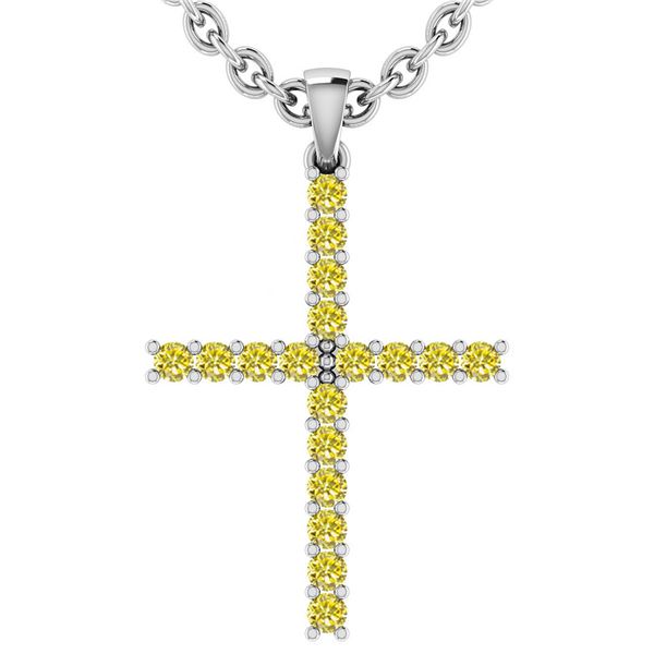 Certified 0.54 Ctw Fancy Yellow Diamond 18k White Gold