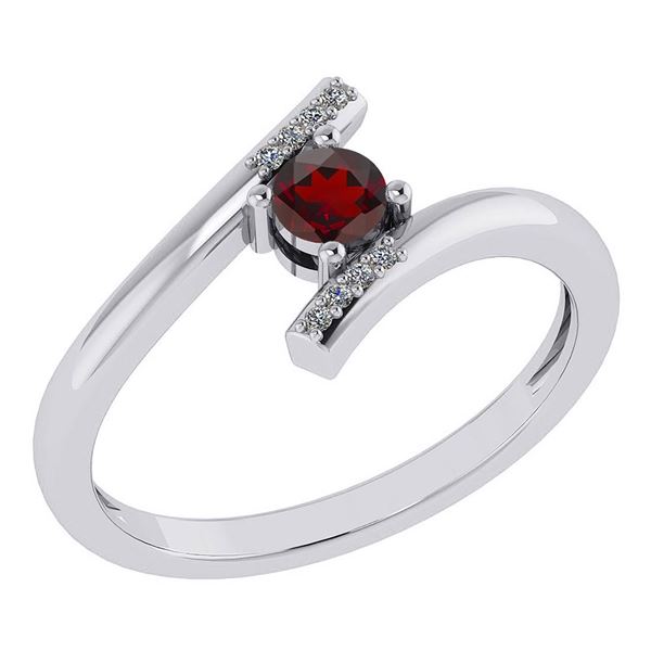 Certified 0.27 Ctw Garnet And Diamond 14k White Gold Ha