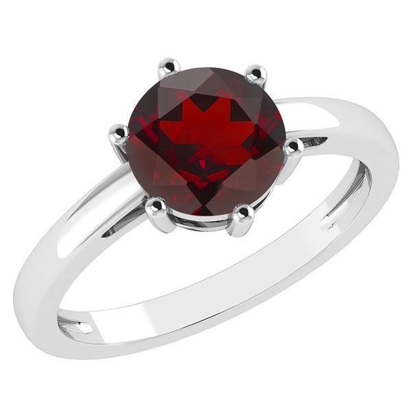 Certified 2.00Ctw Genuine Garnet 14k White Gold Halo Ri
