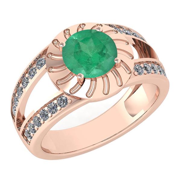 Certified 1.58 Ctw Emerlad And Diamond Wedding/Engageme