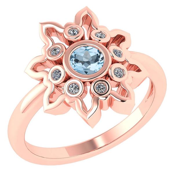 Certified 0.32 Ctw Blue Topaz And Diamond 14k Rose Gold