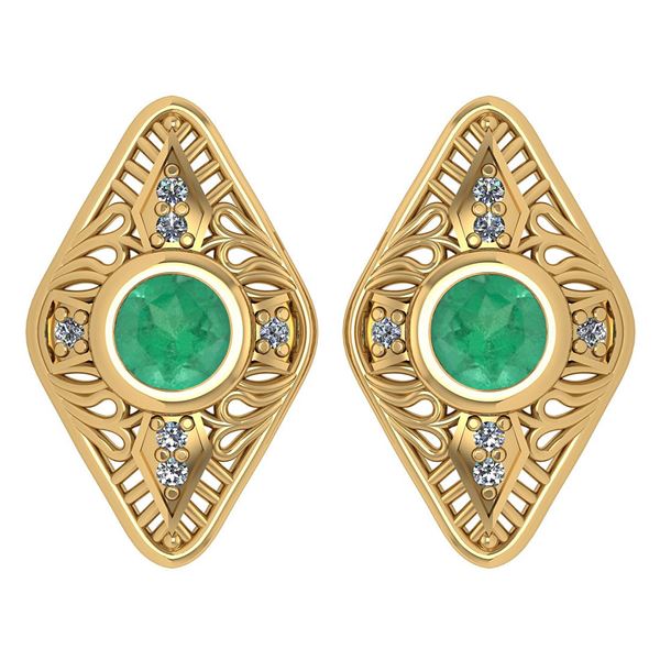 Certified 1.46 Ctw Emerald And Diamond 18k Yellow Gold