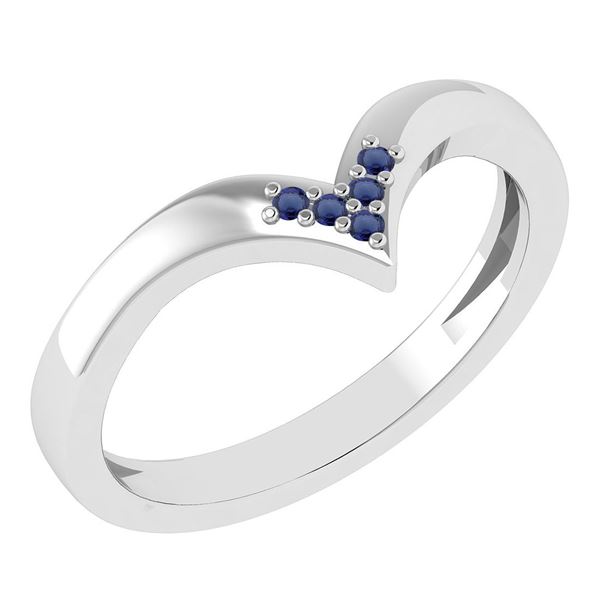Certified 0.03Ctw Blue Sapphire And Diamond 14k White G