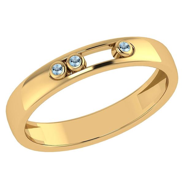 Certified 0.03Ctw Genuine Aquamarine 14k Yellow Gold Ba