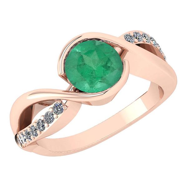 Certified 1.44 Ctw Emerlad And Diamond 14K Rose Gold Ha