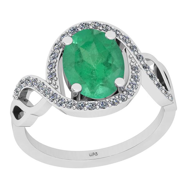 Certified 2.79 Ctw SI2/I1 Emerald And Diamond 14K White