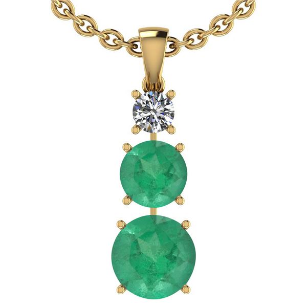 Certified 3.50 Ctw Emerald And Diamond SI1/SI2 14K Yell