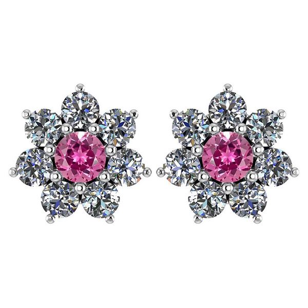 Certified 1.86 Ctw Pink Tourmaline And Diamond 18K Whit