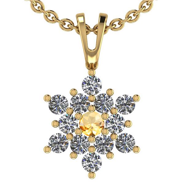 Certified 1.70 Ctw Citrine And Diamond I1/I2 10K Yellow