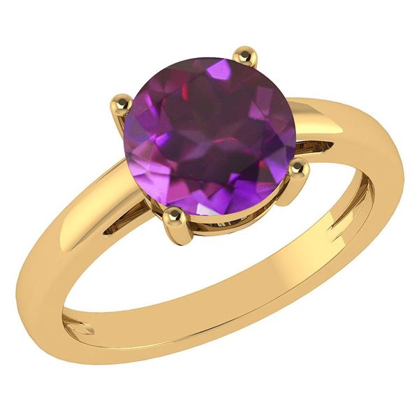 Certified 1.00Ctw Genuine Amethyst 14k Yellow Gold Halo