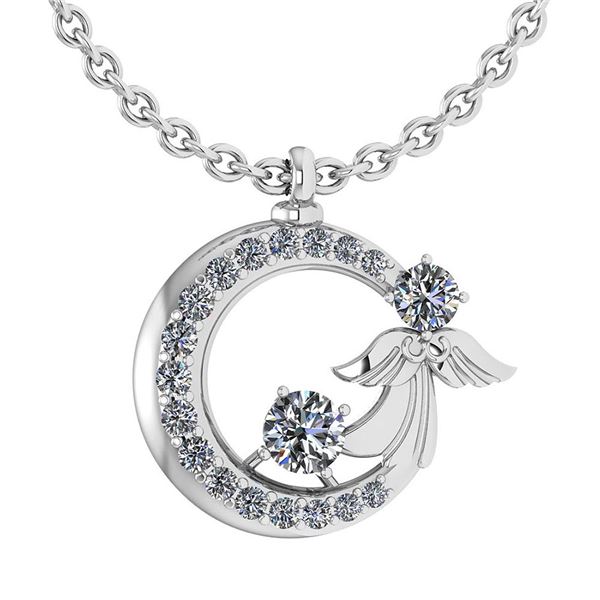 Certified 1.14 Ctw Diamond Tiny Angel Necklace For wome