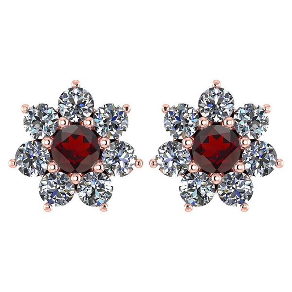 Certified 1.86 Ctw Garnet And Diamond 18K Rose Gold Hal