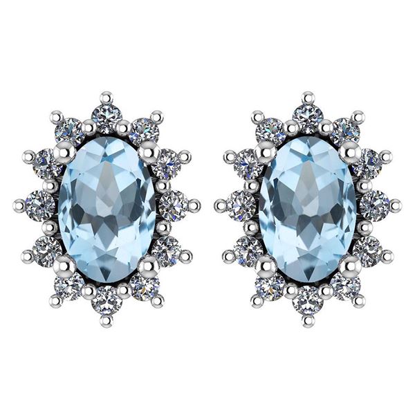 Certified 1.24 Ctw Aquamarine And Diamond 14k White Gol