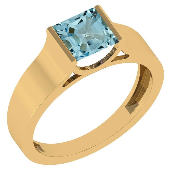 Certified 0.75 Ctw Aquamarine 18k Yellow Gold Ring