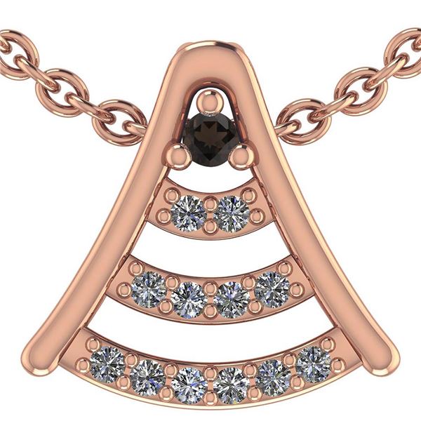 Certified 0.075 Ctw Smoky Quarzt And Diamond 14k Rose G