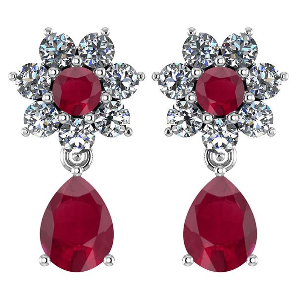 Certified 4.86 Ctw Ruby And Diamond 14k White Gold Halo