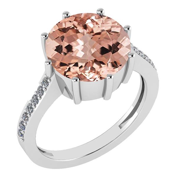 Certified 2.14 Ctw Morganite And Diamond VS/SI1 Engagem