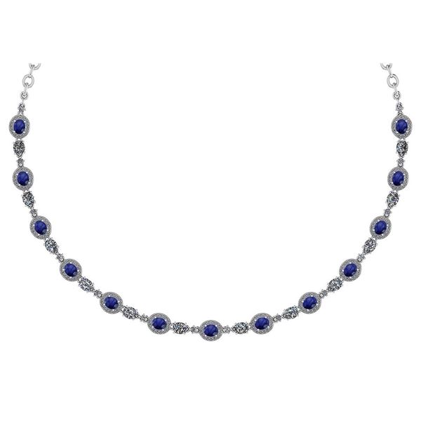 Certified 10.15 Ctw Blue Sapphire And Diamond Necklace