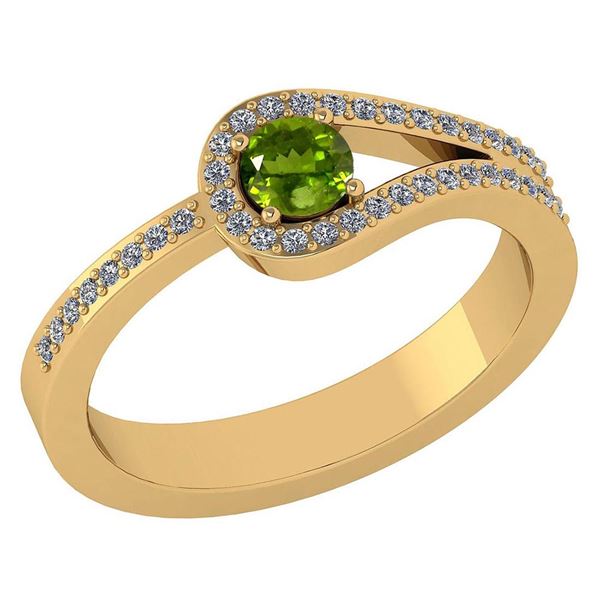 Certified 1.30 Ctw Peridot And Diamond 14k Yellow Gold