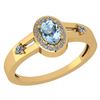 Image 1 : Certified 0.65 Ctw Blue Topaz And Diamond 14k Yellow Go