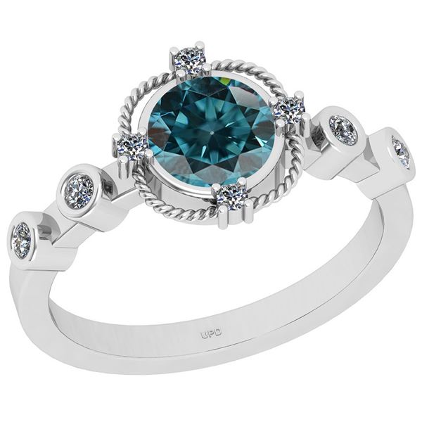 Certified 1.10 Ctw I2/I3 Treated Fancy Blue And Diamond