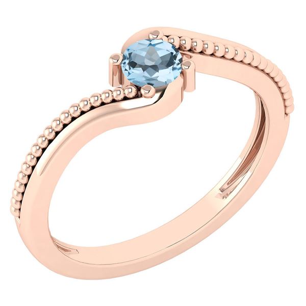 Certified 0.50Ctw Genuine Aquamarine 14K Rose Gold Ring