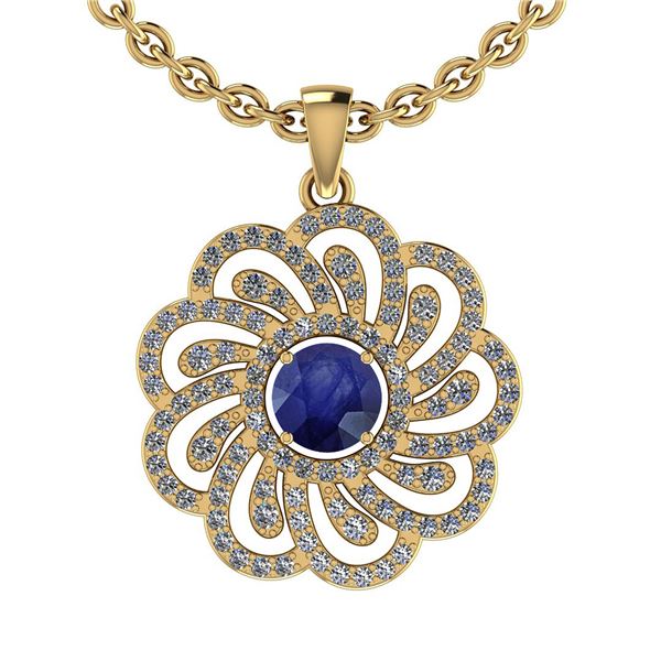 Certified 1.19 Ctw SI2/I1 Blue Sapphire And Diamond 14K