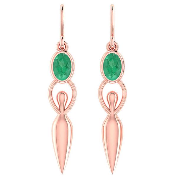 Certified 1.00 Ctw Emerald And Diamond 14k Rose Gold Ea