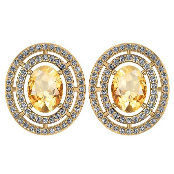 Certified 3.12 Ctw Citrine And Diamond 18K Yellow Gold