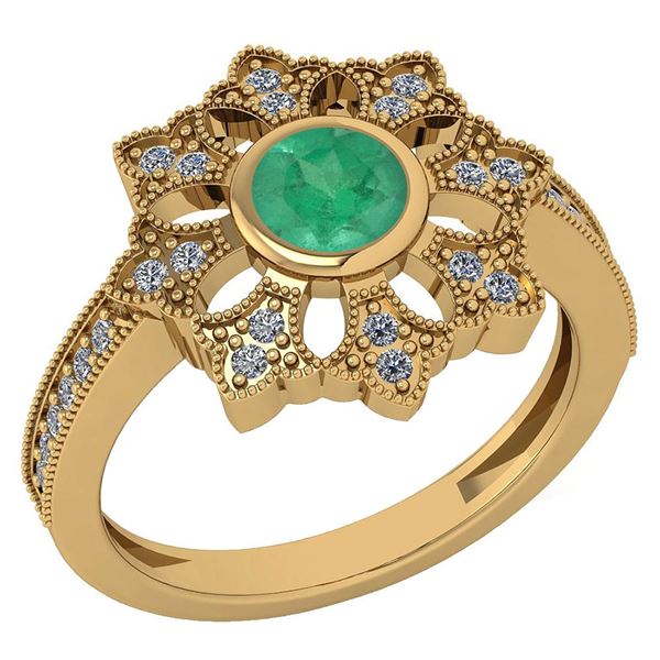 Certified 0.67 Ctw Emerald And Diamond VS/SI1 Engagemen