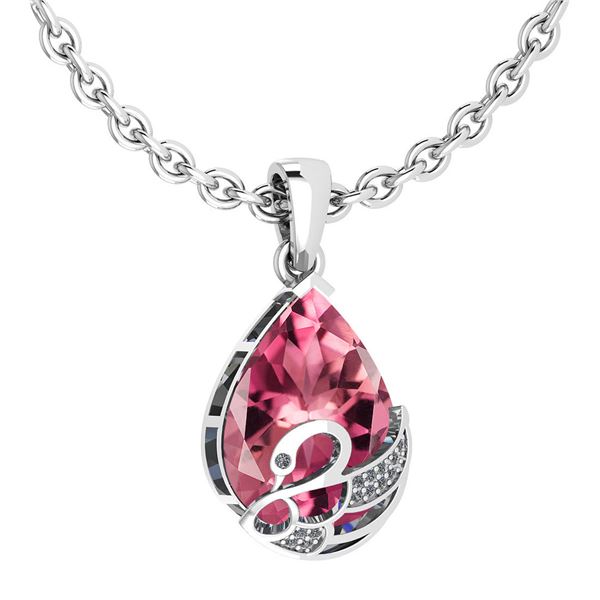 Certified 7.40 Ctw Pink Tourmaline And Diamond VS/SI1 N