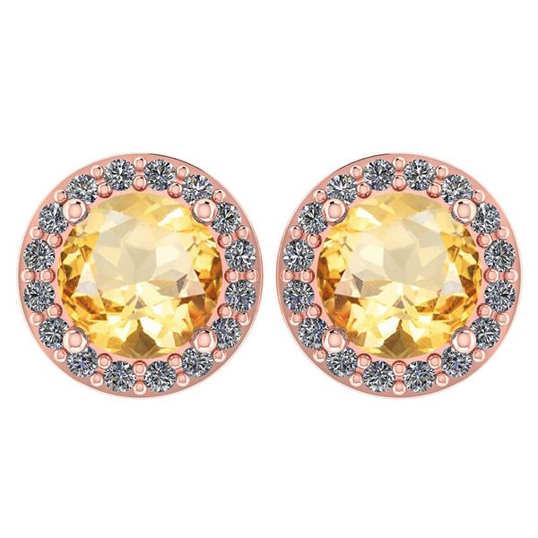 Certified 1.6 Ctw Citrine And Diamond 14k Rose Gold Hal