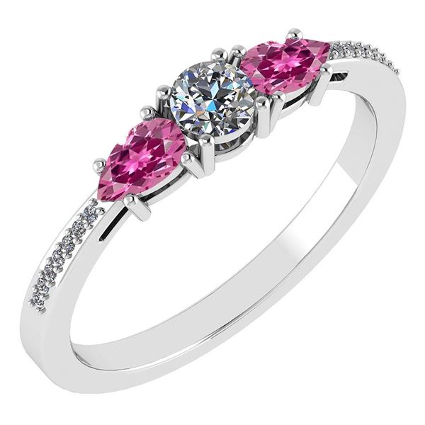Certified 0.77 Ctw Pink Tourmaline And Diamond 14k Whit
