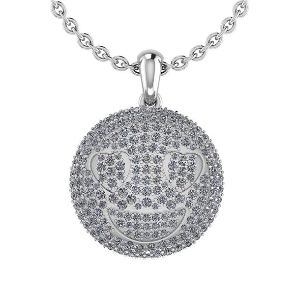 Certified 1.26 Ctw Diamond VS/S1 Smile Emoji Pendant Pl