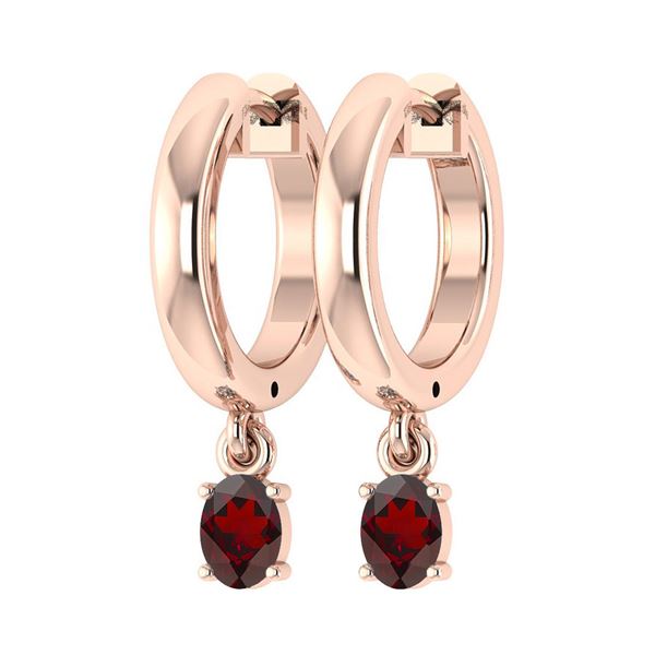 Certified 0.50 Ctw Garnet Hoop Earring 18K Rose Gold Ma