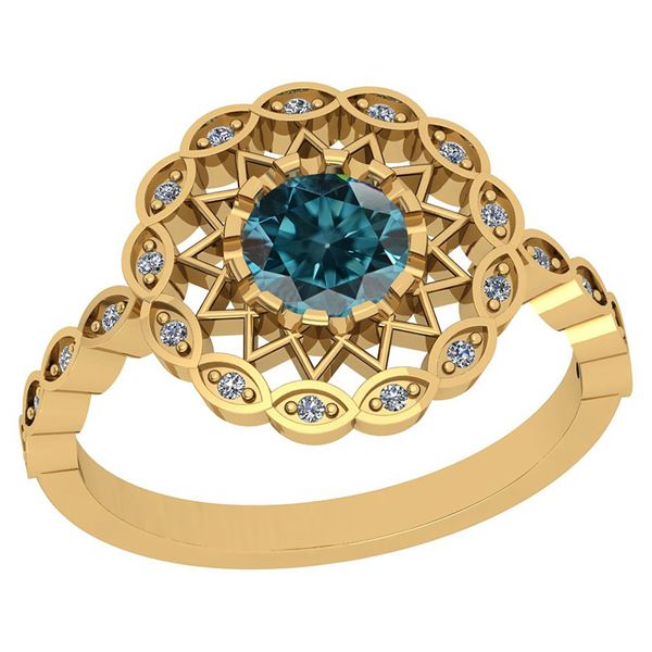 Certified 0.87 Ctw I2/I3 Treated Fancy Blue and White D