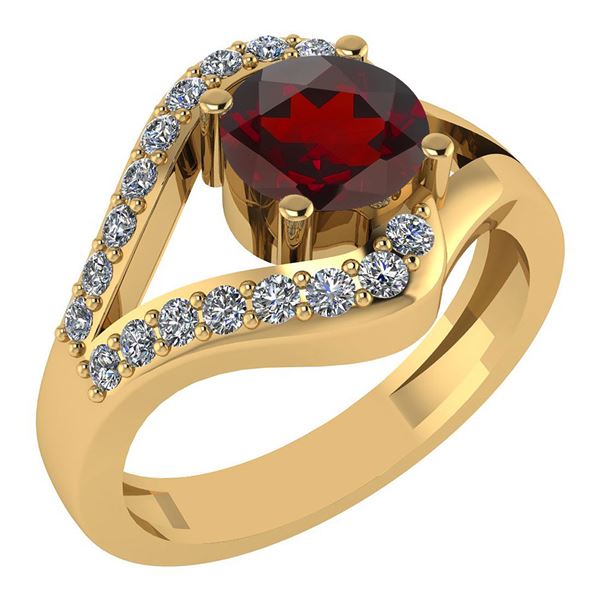 Certified 1.07 Ctw Garnet And Diamond VS/SI1 Ring 14K Y