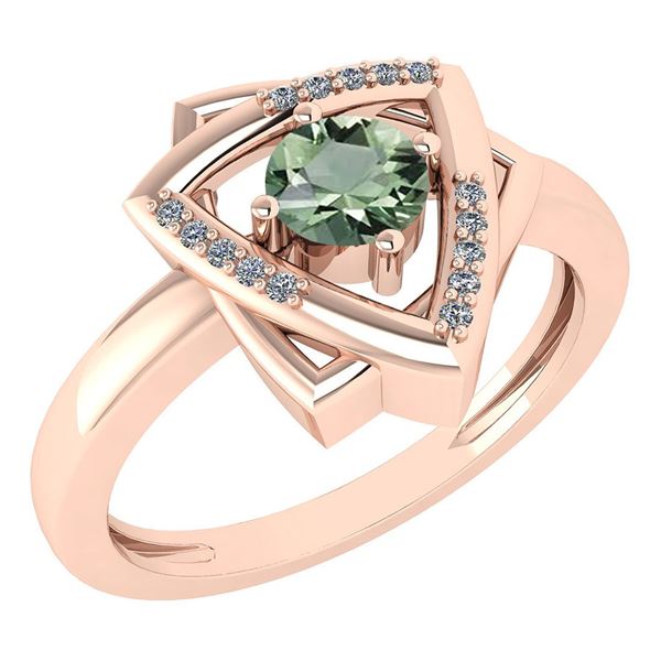 Certified 0.29 Ctw Green Amethyst And Diamond VS/SI1 Ri