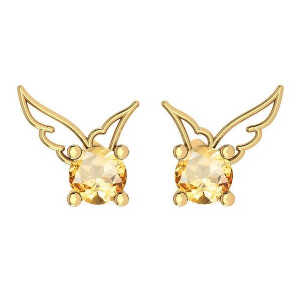 Certified 0.50 Ctw Citrine Stud Earrings 14K Gold Yello