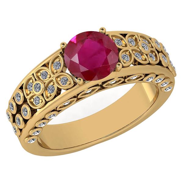 Certified 1.57 Ctw Ruby And Diamond Wedding/Engagement