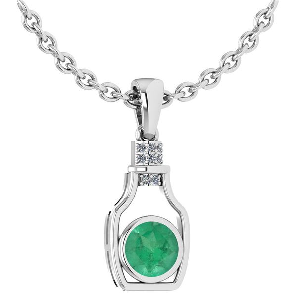 Certified 1.36 Ctw Emerlad And Diamond bottle Necklace